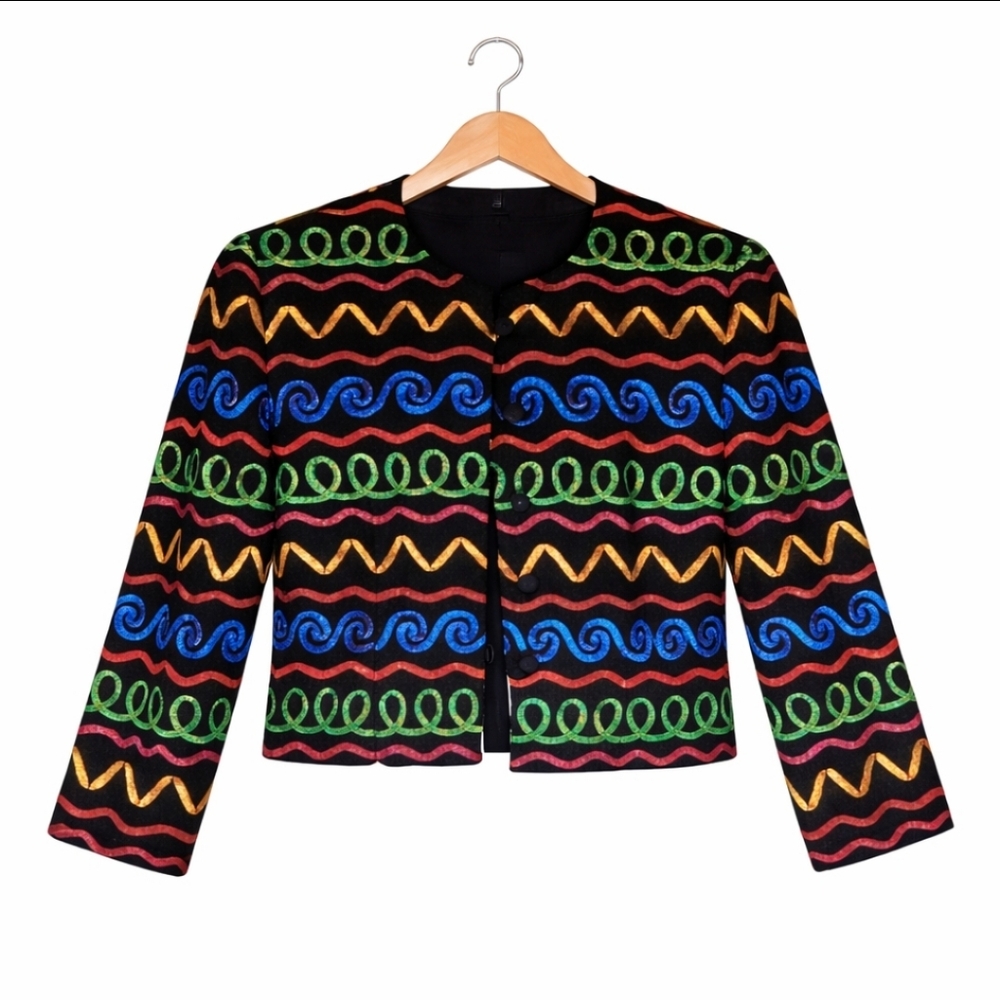 Maggy London Vintage Geometric Retro 80s Festival Womens Blazer No Sz Tag